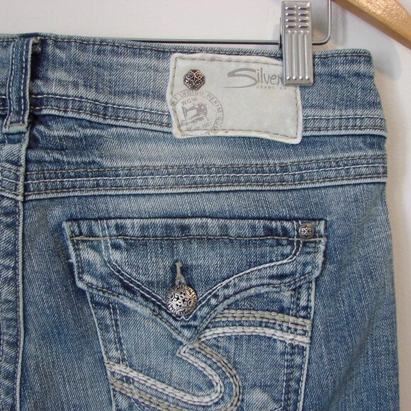 Silver Jeans McKenzie Crop Capri Light Wash 7.5" Rise Stretch Size 26 - Picture 11 of 13